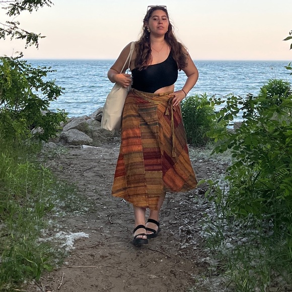 Multicolor Patchwork wrap-around  Skirt - Picture 6 of 6